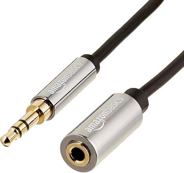 Amazon Basics Ausiliario Cavo prolunga audio stereo maschio/femmina, 3,5 mm, 1.83 m, Nero